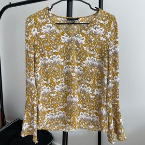Banana Republic Mustard and White Floral Blouse